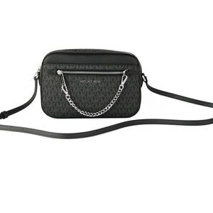 Michael Kors Black Logo Chain-Accent Crossbody Camera Bag
